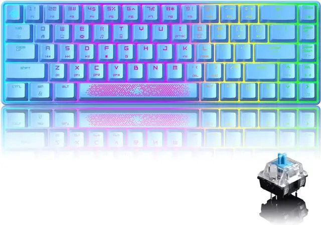Main image of MAGIC-REFINER 60% RGB Mini Mechanical Gaming Keyboard,Portable 68 Keys,Blue Switches,Detachable USB Type-C Cable,TKL Keyboard with Two Keycaps for Windows Gaming PC(Blue)