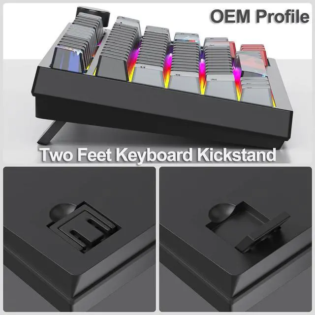 Alt view image 6 of 7 - Fogruaden 75% Wired Mechanical Gaming Keyboard - 75 Percent TKL Hot Swappable Gasket Mount, Red Switch, RGB Backlit 82 Keys, NKRO Compact with Knob (Dark)