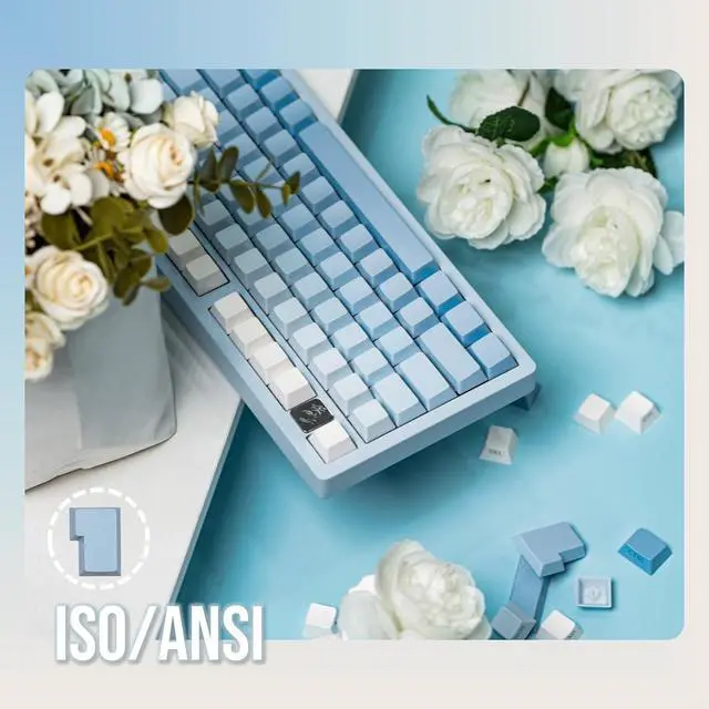 Alt view image 6 of 7 - EPOMAKER 133-Key Double-Shot Side-Printed PBT Keycap Set for Mechanical Gaming Keyboard, Compatible with ANSI/ISO Layout, MX-Clone Switches Gateron/Kailh/Epomaker Switch (Sky Blue, Cherry Profile)