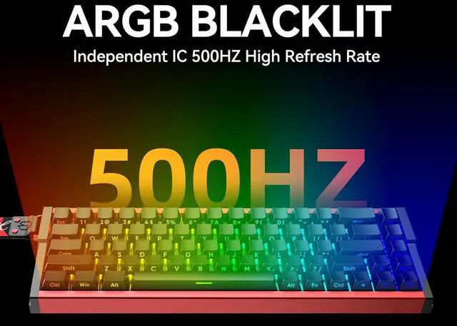 Alt view image 7 of 7 - IROK MG68 Rapid Trigger Full Aluminum Alloy Body Magnetic Switch Keyboard, 65% TKL Hot Swapped High Refresh Rate RGB Programmable, Low Latency Wired Gaming Keyboard for Win/Mac Gamer(Black Red)