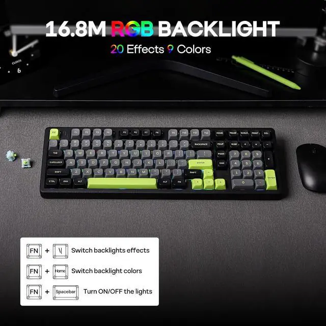 Alt view image 6 of 7 - Blade101 Wireless Aluminum Gaming Keyboard, BT5.0/2.4GHz/USB-C Hot Swappable Custom Mechanical Keyboard with 8000mAh Battery, Gasket Structure, RGB Backlit, NKRO for Win/Mac (Black)