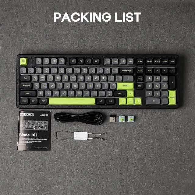 Alt view image 7 of 7 - Blade101 Wireless Aluminum Gaming Keyboard, BT5.0/2.4GHz/USB-C Hot Swappable Custom Mechanical Keyboard with 8000mAh Battery, Gasket Structure, RGB Backlit, NKRO for Win/Mac (Black)