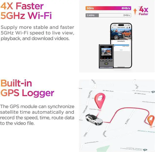 Alt view image 5 of 7 - VIOFO Dash Cam A119 Mini 2, STARVIS 2 Sensor, 2K 60fps/HDR 30fps Voice Control Car Dash Camera with 5GHz Wi-Fi GPS, Night Vision 2.0, 24H Parking Mode, Supercapacitor, Support 512GB Max