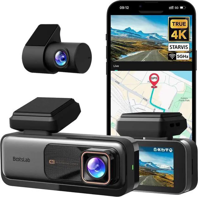 Main image of BOTSLAB 4K Dash Cam Front and Rear, 170° Ultra Wide Dashcam with ADAS, Night Vision, 24/7 Parking Mode, Sony IMX415 Sensor, WDR, Free 64GB SD Card, 5G/2.4G WiFi, Built-in GPS, Loop Recording