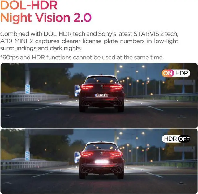Alt view image 3 of 7 - VIOFO Dash Cam A119 Mini 2, STARVIS 2 Sensor, 2K 60fps/HDR 30fps Voice Control Car Dash Camera with 5GHz Wi-Fi GPS, Night Vision 2.0, 24H Parking Mode, Supercapacitor, Support 512GB Max