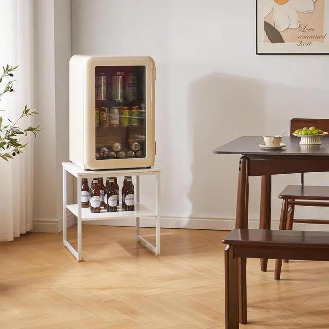 Alt view image 2 of 6 - Large End Table for Living Room, Small Table Stand 20 Inch, Fridge Stand Printer Table with Adjustable Shelf, Square Tea Coffee Table for Office White YD-TM153W