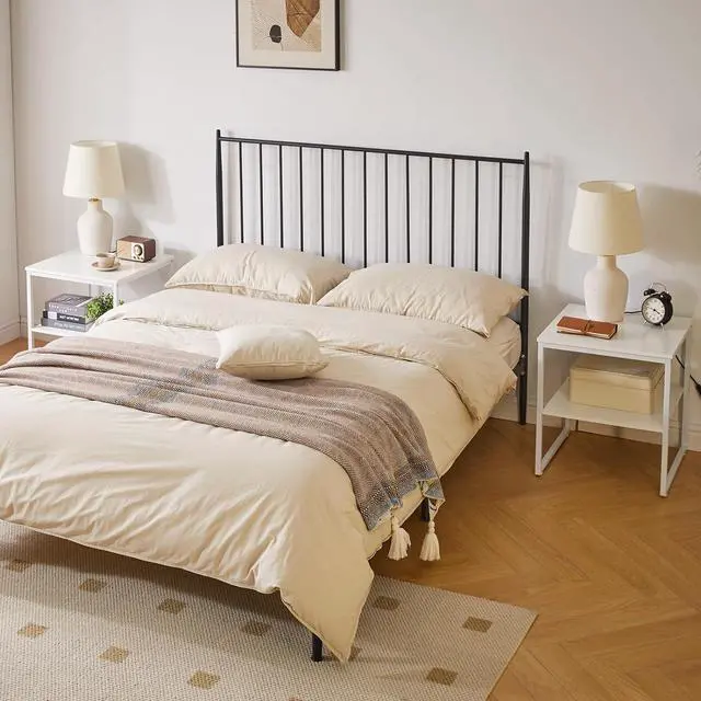 Alt view image 5 of 6 - Large End Table for Living Room, Small Table Stand 20 Inch, Fridge Stand Printer Table with Adjustable Shelf, Square Tea Coffee Table for Office White YD-TM153W