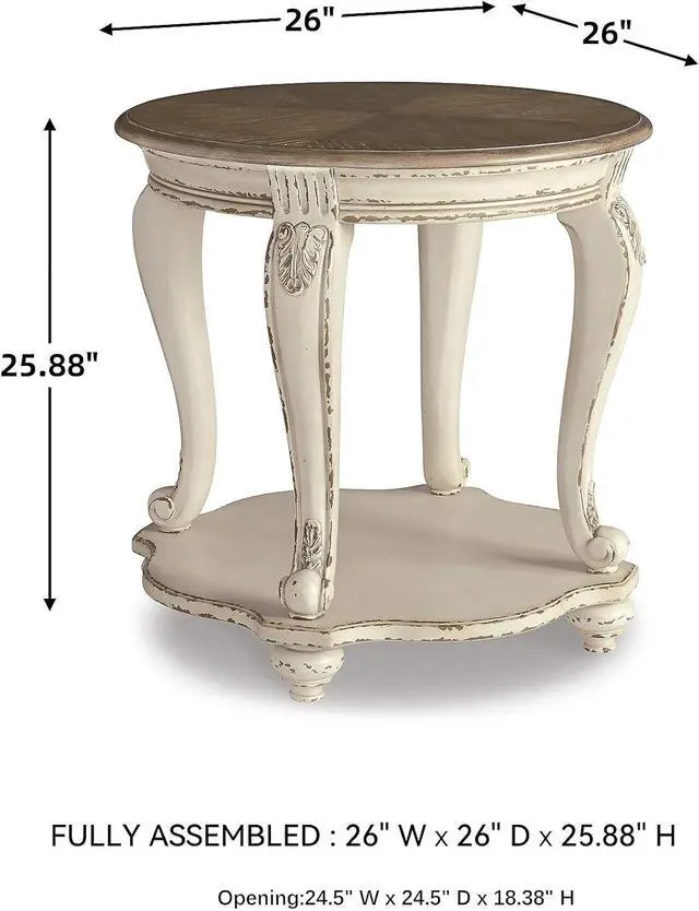 Alt view image 3 of 6 - Signature Design by Ashley Realyn French Country Two Tone Round End Table, Chipped White
