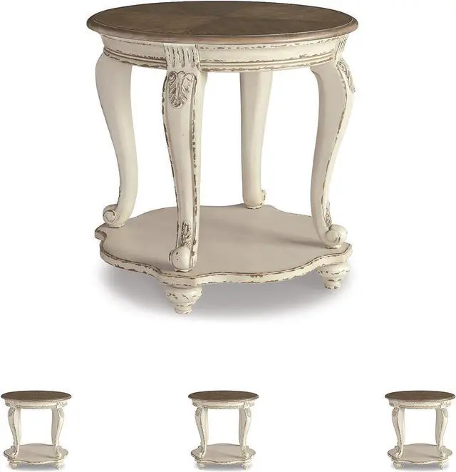 Alt view image 6 of 6 - Signature Design by Ashley Realyn French Country Two Tone Round End Table, Chipped White