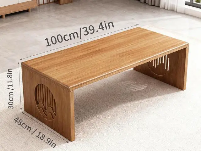 Alt view image 2 of 7 - Folding Coffee Table, Foldable Japanese Floor Table No Assembly, Low Coffee Table for Sitting On The Floor, Small Coffee Tables for Living Room Meditation Tea Room Tatami Dining 39.4 Inch