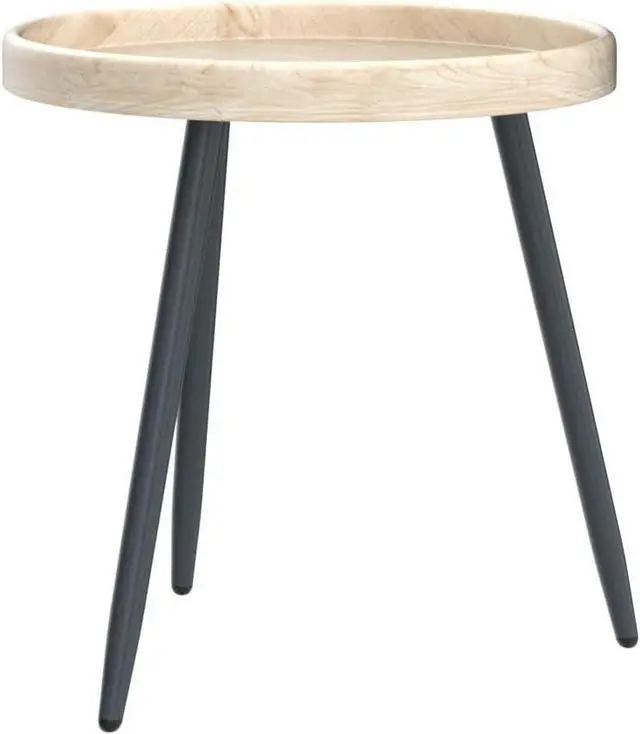 Alt view image 4 of 7 - LITA Log Desktop Round Side End Table, Indoor Outdoor Wooden Tray Nightstand Table with Metal Stand for Living Room Bedroom Office Small Spaces (M)
