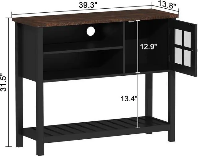Alt view image 2 of 7 - ChooChoo Farmhouse Coffee Bar Cabinet, Buffet Cabinet with Storage, Sideboard Buffet with Glass Door, Console Table for Kitchen, Hallway, Entrance, Black