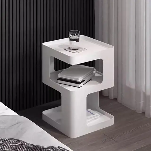Alt view image 2 of 7 - Modern Side Table,Metal end Table,White nightstand,Bedside Tables,Accent Side Table with Storage for Living Room Bedroom Couch,No Assembly Required