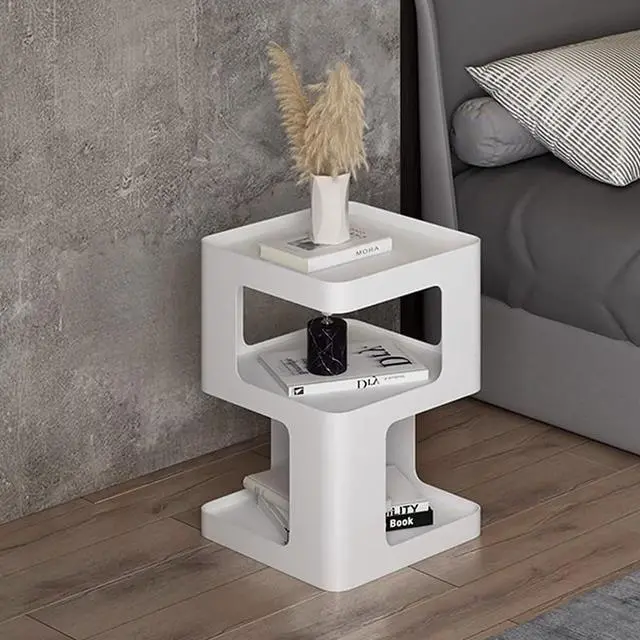 Alt view image 5 of 7 - Modern Side Table,Metal end Table,White nightstand,Bedside Tables,Accent Side Table with Storage for Living Room Bedroom Couch,No Assembly Required