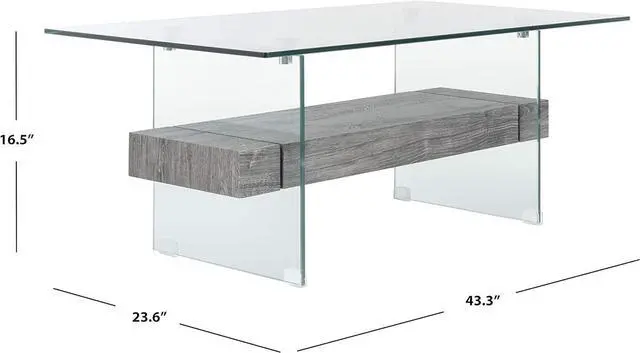 Alt view image 3 of 3 - Safavieh COF7004B Home Kayley Black Oak Glass Coffee Table