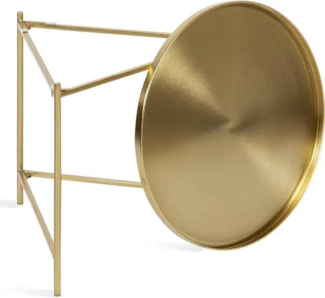 Alt view image 5 of 7 - Kate and Laurel Ulani Modern Nesting Coffee Table; Set of 2; Walnut and Gold; 22.5 x 20.25; Decorative Sophisticated Mango Wood and Metal End Tables for Display and Storage