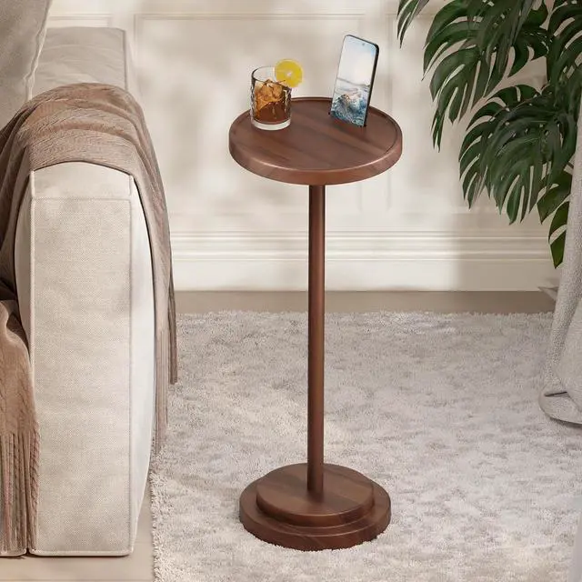 Main image of BLUEWEST Drink Table, 24.4" Tall Compact Side Table with Phone Slot and Weighted Base, Durable Pedestal Table Accent for Living Room, Bedroom, or Office, Martini and Cocktail