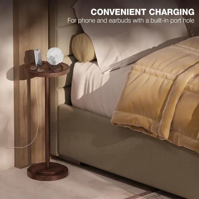 Alt view image 7 of 7 - BLUEWEST Drink Table, 24.4" Tall Compact Side Table with Phone Slot and Weighted Base, Durable Pedestal Table Accent for Living Room, Bedroom, or Office, Martini and Cocktail