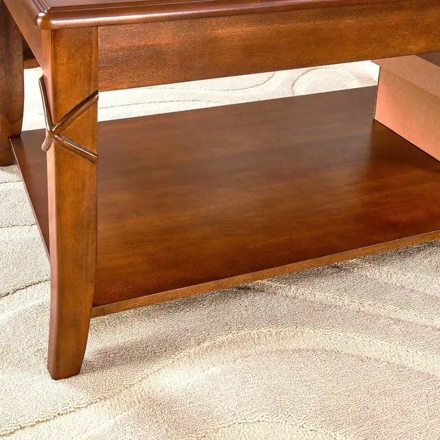 Alt view image 7 of 7 - PADMA HOUSE Solid Wood Coffee Table with Shelf, Vintage Rectangle Cocktail Table with Dual Hourglass Tabletop, Apartment Center Sofa Table with Curved Legs for Living Room, 43.3 * 23.6 * 17.7in