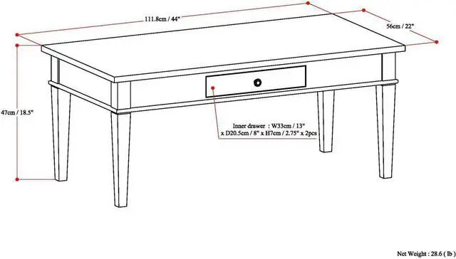 Alt view image 2 of 7 - SIMPLIHOME Carlton Coffee Table - 44 inch Wide Solid Wood Transitional Cocktail Table in Dark Tobacco Brown, Classic Living Room Table with Open Storage Shelf and Clean-Lined Tapered Leg Design