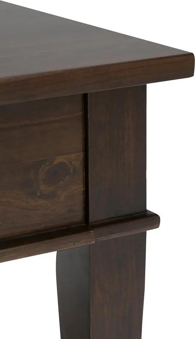 Alt view image 7 of 7 - SIMPLIHOME Carlton Coffee Table - 44 inch Wide Solid Wood Transitional Cocktail Table in Dark Tobacco Brown, Classic Living Room Table with Open Storage Shelf and Clean-Lined Tapered Leg Design