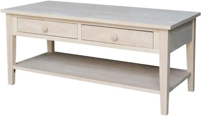 Main image of IC International Concepts, Spencer Coffee Table, Solid Wood, Real Parawood, 48" W x 24" D x 19" H, Easy Assembly, DIY, Paint or Stain Your Way, Unfinished