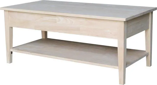 Alt view image 7 of 7 - IC International Concepts, Spencer Coffee Table, Solid Wood, Real Parawood, 48" W x 24" D x 19" H, Easy Assembly, DIY, Paint or Stain Your Way, Unfinished
