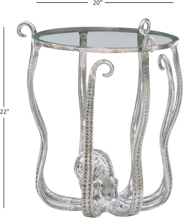 Alt view image 3 of 7 - Powell Olivia Silver Octopus Accent Table with Glass Top