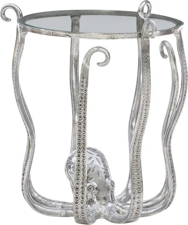 Main image of Powell Olivia Silver Octopus Accent Table with Glass Top