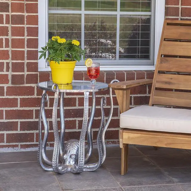 Alt view image 7 of 7 - Powell Olivia Silver Octopus Accent Table with Glass Top