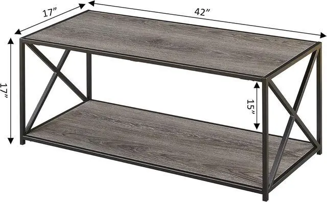Alt view image 3 of 7 - Convenience Concepts Tucson Coffee Table, Weathered Gray