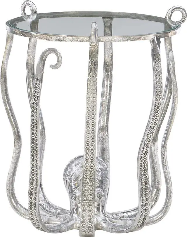 Alt view image 4 of 7 - Powell Olivia Silver Octopus Accent Table with Glass Top