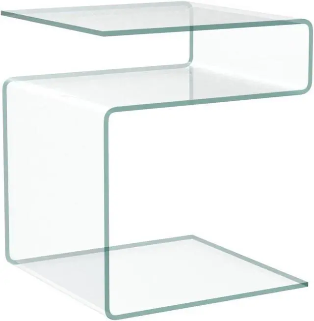 Alt view image 3 of 6 - Glass Nightstand,Side Table,S-Shaped End Table for Living Room,Bedside Table for Bedroom (Clear)