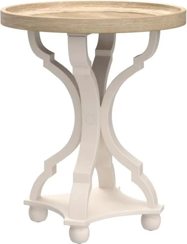 Main image of Rustic Farmhouse Cottagecore Accent End Table, Natural Tray Top Side Table Nightstand for Family, Dinning or Living Room, Handcrafted Finish, Modern, White