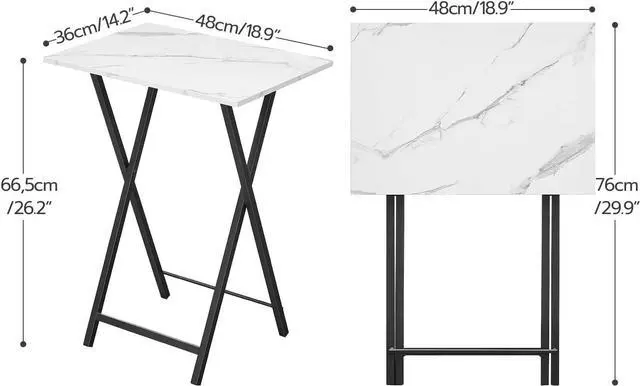 Alt view image 2 of 7 - HOOBRO Folding TV Tray Tables, Set of 4 TV Trays with Storage Rack, Industrial Side Table for Eating at Couch, Foldable Snack Table for Small Space, Easy Assembly, White and Black BW50BZ01