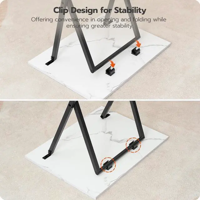 Alt view image 6 of 7 - HOOBRO Folding TV Tray Tables, Set of 4 TV Trays with Storage Rack, Industrial Side Table for Eating at Couch, Foldable Snack Table for Small Space, Easy Assembly, White and Black BW50BZ01
