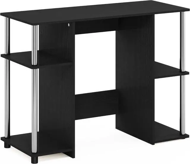 Alt view image 5 of 6 - Furinno Jaya Computer Study Desk, Americano/Stainless Steel