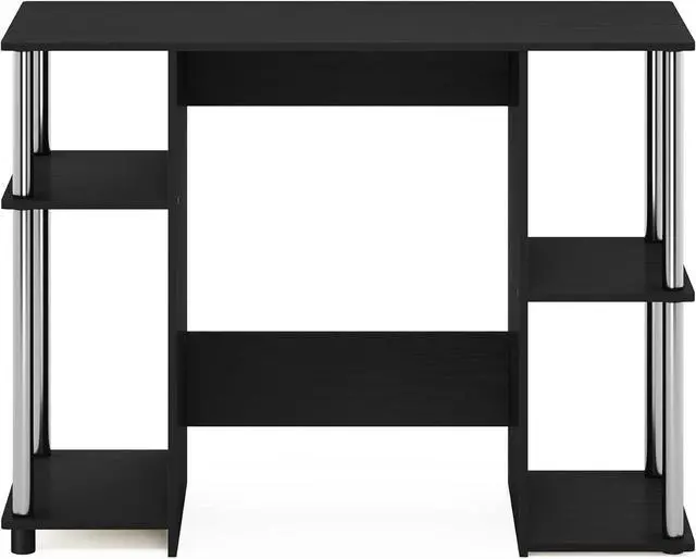 Alt view image 6 of 6 - Furinno Jaya Computer Study Desk, Americano/Stainless Steel