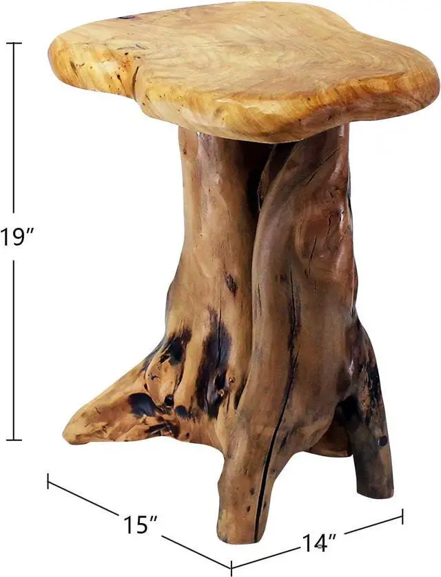 Alt view image 2 of 7 - WELLAND Natural Tree Stump Stool, 19'' Tall Side Table, Live Edge Stool, Natural Edge End Table, Accent Table, Plant Stand for Living Room, Bedroom,