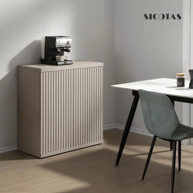 Alt view image 4 of 7 - SICOTAS Buffet Cabinet with Storage Accent Sideboard Modern Credenza with Doors & Shelves Fluted Media Console Mid Century Coffee Bar Table for Living Room Kitchen Dining Room Hallway