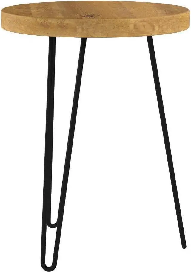 Alt view image 4 of 6 - WELLAND Rustic Old Elm Round End Table 16"x16"x21" H Vintage Side Table Accent Table Plant Stand for Living Room Bedroom Home Office Patio