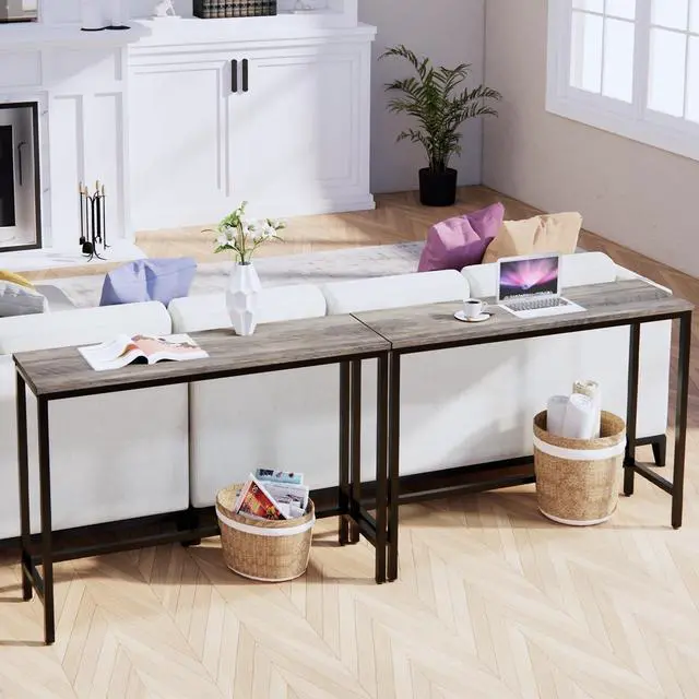Alt view image 2 of 7 - 39.4 Console Table, Hallway Entrance Table Sofa Table Behind Couch, for Living Room, Entryway, Easy Assembly, Accent Table, Grey