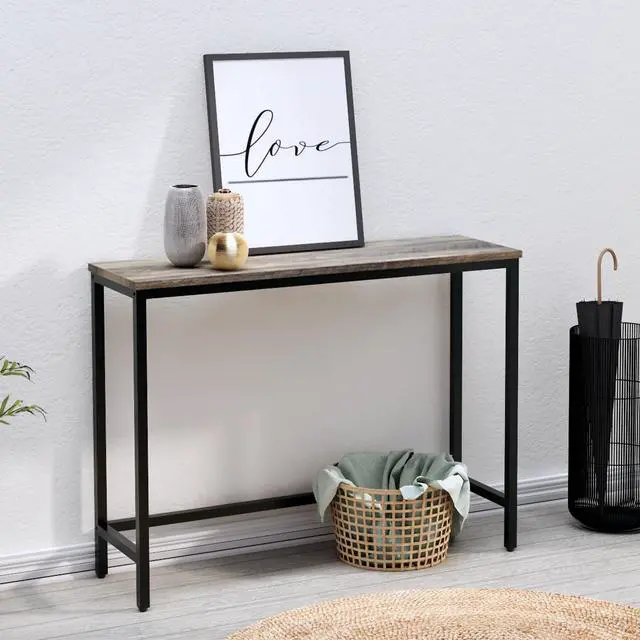 Alt view image 4 of 7 - 39.4 Console Table, Hallway Entrance Table Sofa Table Behind Couch, for Living Room, Entryway, Easy Assembly, Accent Table, Grey