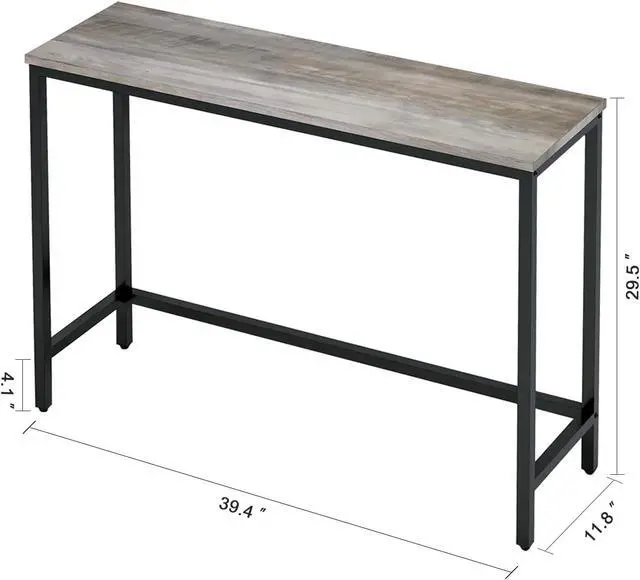 Alt view image 7 of 7 - 39.4 Console Table, Hallway Entrance Table Sofa Table Behind Couch, for Living Room, Entryway, Easy Assembly, Accent Table, Grey