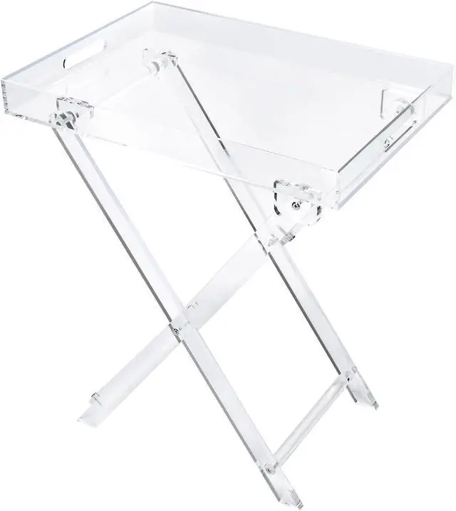 Main image of Acrylic Folding Square Tray Table, Clear, 24x20x14 inch, Home, Bar & Showroom Use