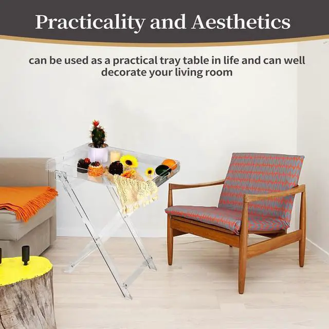 Alt view image 5 of 7 - Acrylic Folding Square Tray Table, Clear, 24x20x14 inch, Home, Bar & Showroom Use