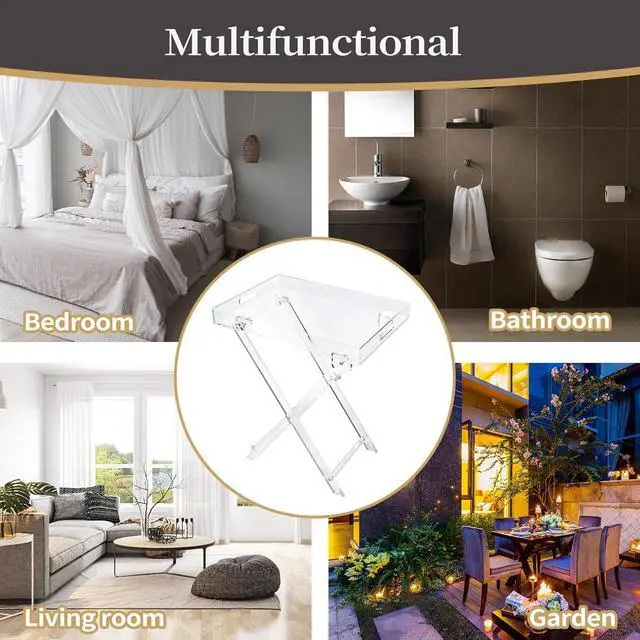 Alt view image 6 of 7 - Acrylic Folding Square Tray Table, Clear, 24x20x14 inch, Home, Bar & Showroom Use