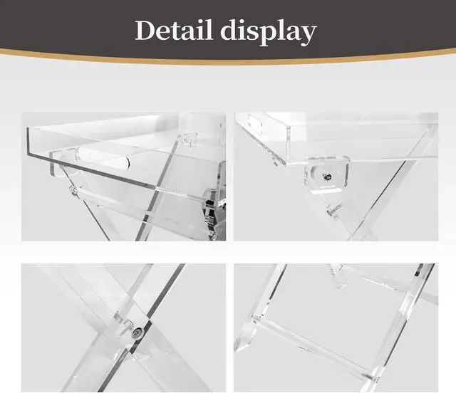 Alt view image 7 of 7 - Acrylic Folding Square Tray Table, Clear, 24x20x14 inch, Home, Bar & Showroom Use