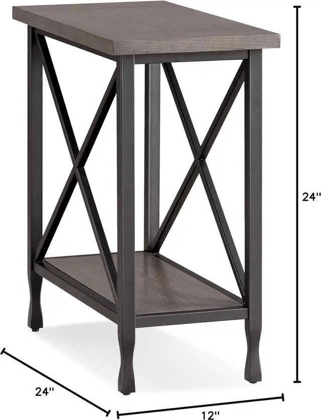 Alt view image 3 of 7 - Leick Home 23005 Chisel & Forge Narrow Side Recliner Table with Shelf, Smoke Gray and Matte Black