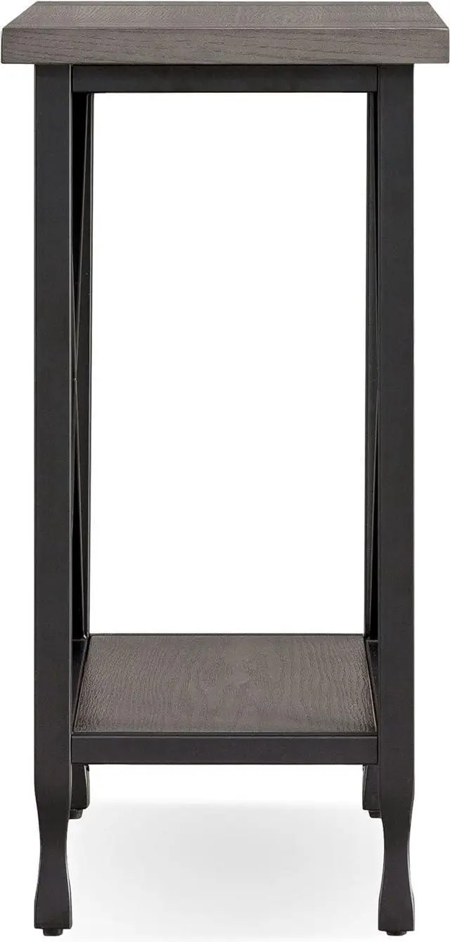 Alt view image 6 of 7 - Leick Home 23005 Chisel & Forge Narrow Side Recliner Table with Shelf, Smoke Gray and Matte Black